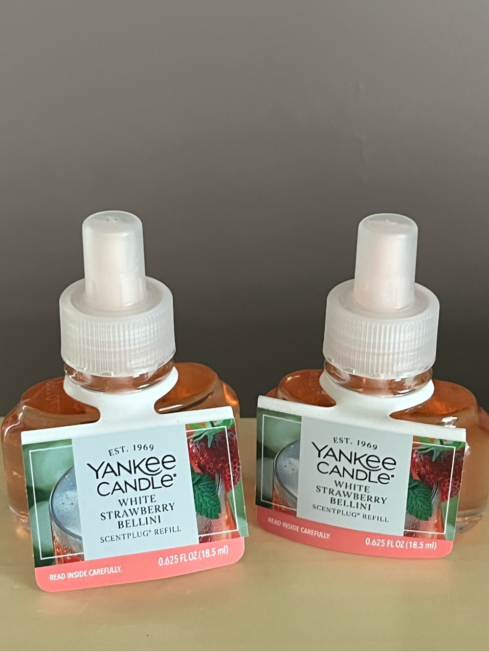 Two New Yankee Candle White Strawberry Bellini Plug In Scented Refills